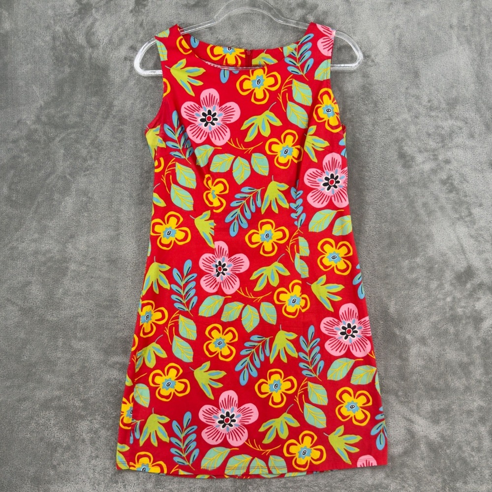 Vintage California Concepts Dress Juniors Size 7 Floral Tropical Mini Zip Red